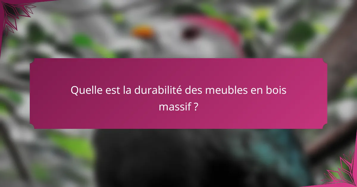 Quelle est la durabilité des meubles en bois massif ?